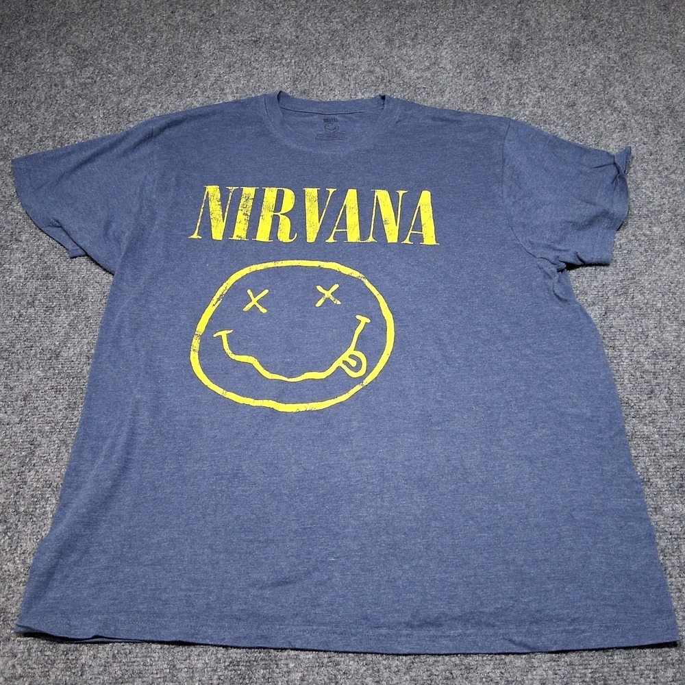 Nirvana‎ smile logo shirt blue size XL